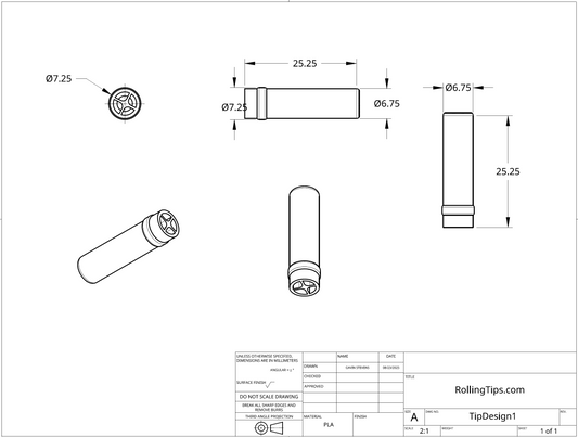 RollingTips™ Official 3D Model File (.STL) – Print Your Own Reusable Rolling Tips