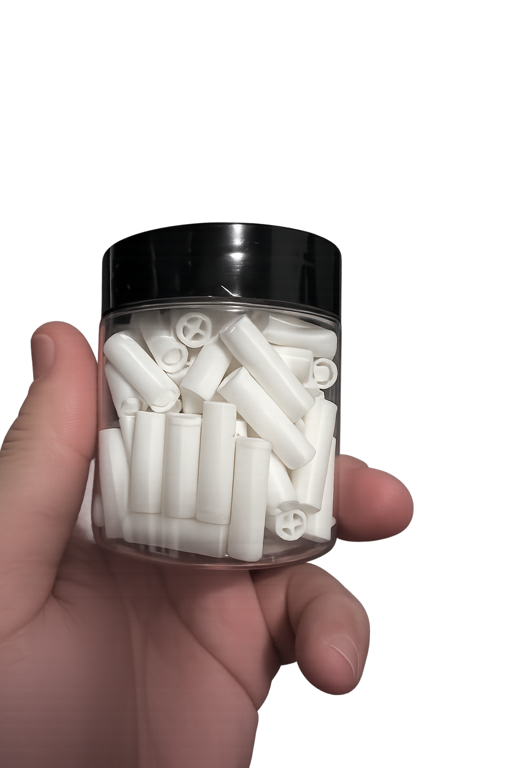 A jar full of reusable 3D-printed Rolling Tips